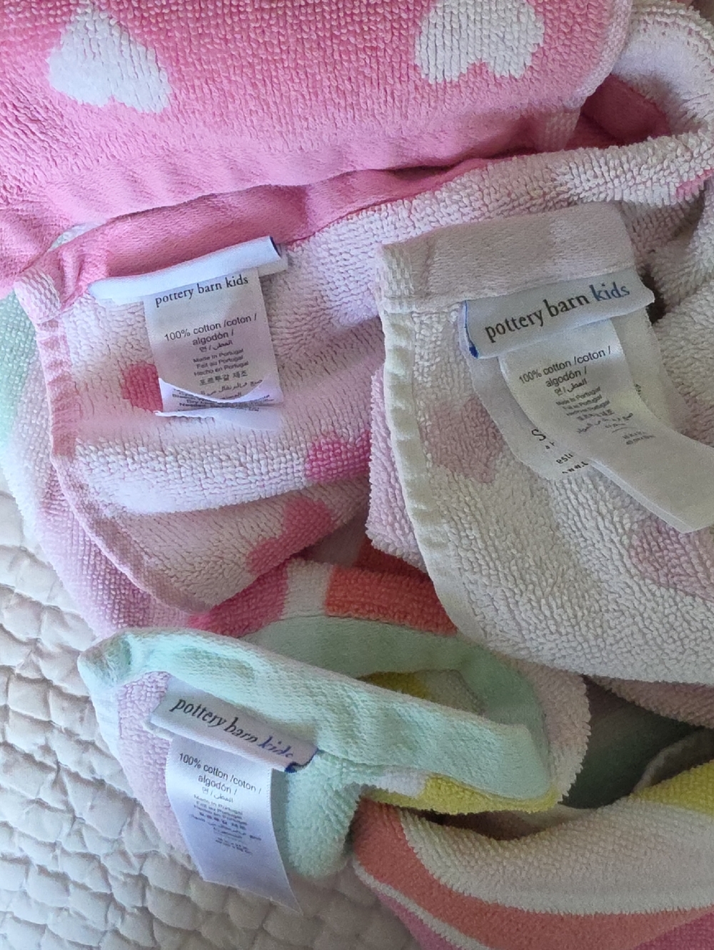 Pottery Barn Kids Pastel Heart & Stripe Towel Bundle - Picture 4 of 8